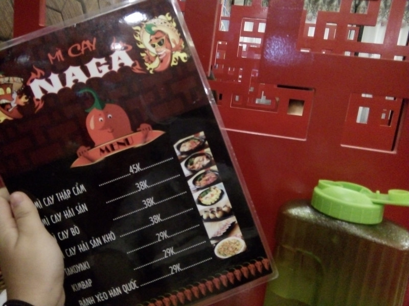 Menu Mì cay Naga