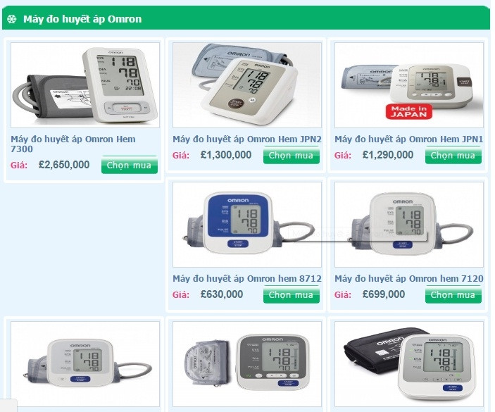 Các sản phẩm máy đo huyết áp của Thiết Bị Y Tế Quân Y