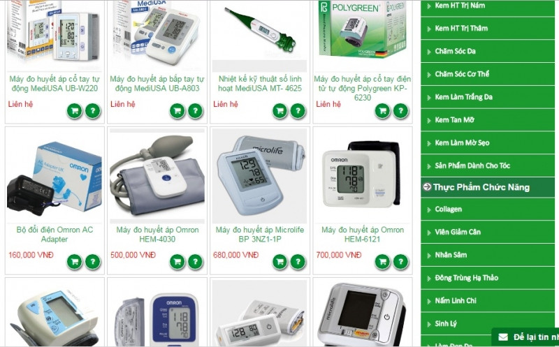 Các sản phẩm máy đo huyết áp của Hệ thống Nhà thuốc Việt