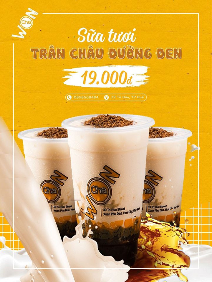 Sữa tươi trân châu đường đen Huế