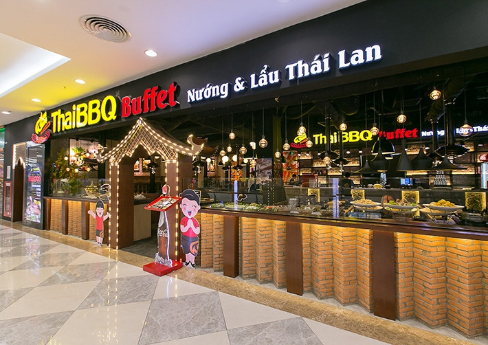 Thái BBQ buffet nằm trong Vincom Mega Mall chủ yếu là buffet nướng và lẩu