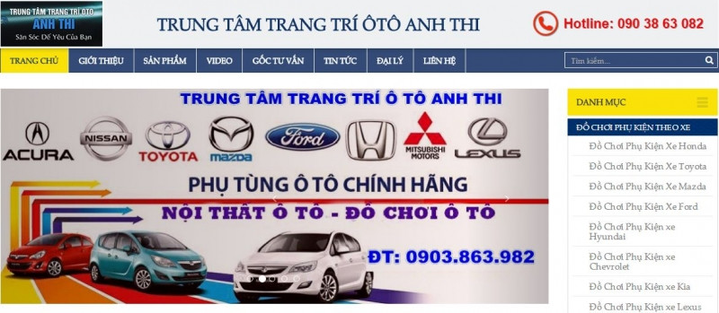 Trang web của trung tâm trang trí ô tô Anh Thi