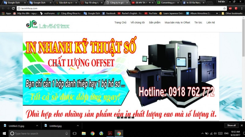 Website của Công Ty TNHH Thiết Kế In Ấn Lê Vĩnh Hòa.