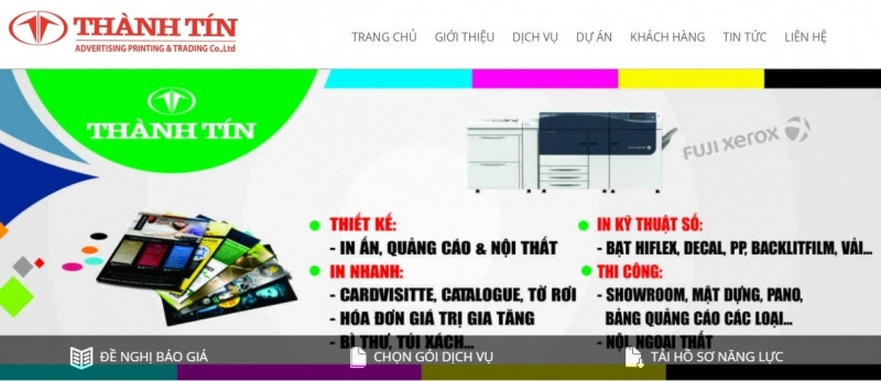 Website của Công Ty In Ấn Quảng Cáo & Thương Mại Thành Tín.