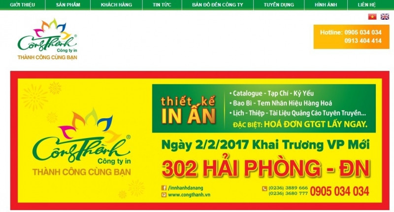 Website của Công ty TNHH In Ấn Công Thành.