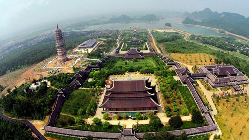 Khuôn viên chùa Bái Đính nhìn từ trên cao