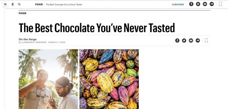 Tạp chí The New York Times bình chọn Marou là loại socola ngon nhất Thế giới