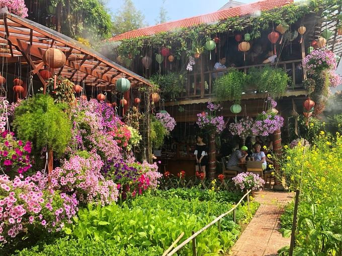 Vườn hoa tại Kha My Cafe đẹp ngơ ngẩn