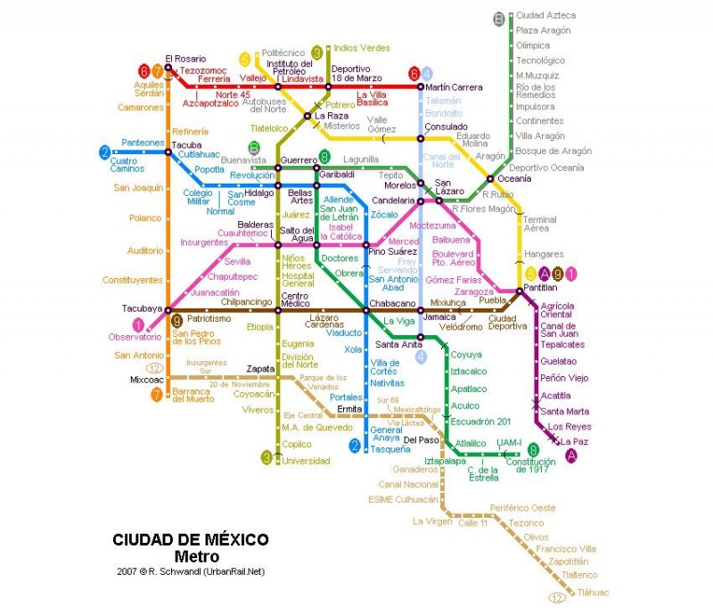 Bản đồ hệ thống tàu điện ngầm Mexico