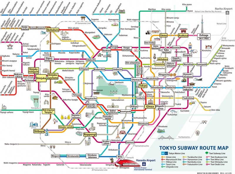 Bản đồ hệ thống tàu điện ngầm Tokyo