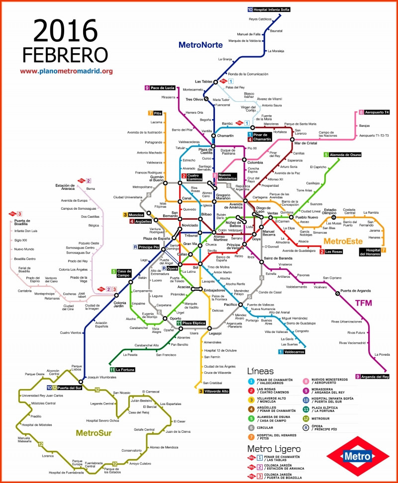 Bản đồ hệ thống tàu điện ngầm Madrid