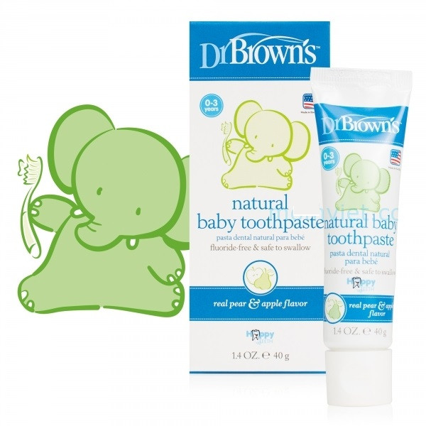 Kem đánh răng vị táo Organic Dr Brown's baby