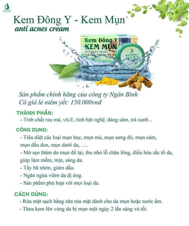 Kem trị mụn đông y Ngân Bình