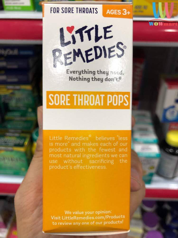 Kẹo ngậm trị ho cho trẻ Little Remedies Sore Throat Pops