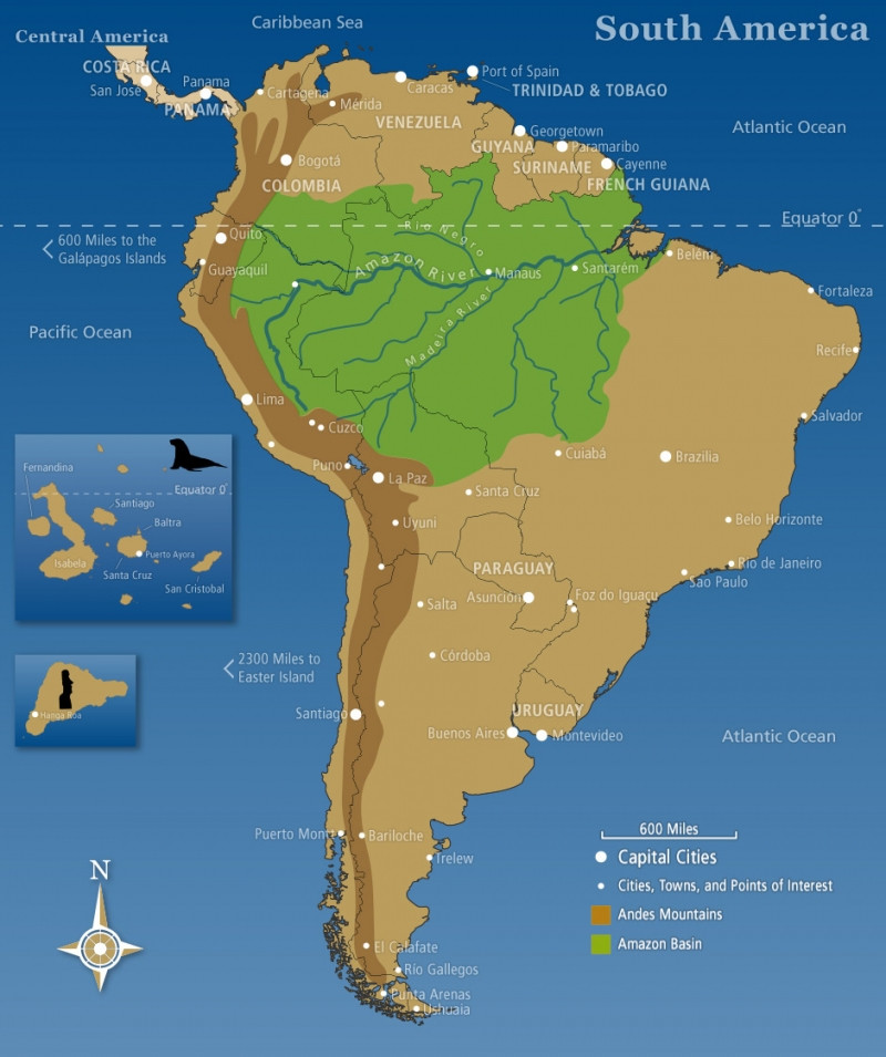 Bản đồ rừng Amazon trên lục địa Nam Mỹ (phần màu xanh)