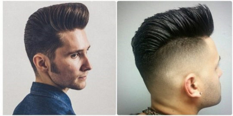Mặt trước và sau của kiểu tóc nam pompadour.