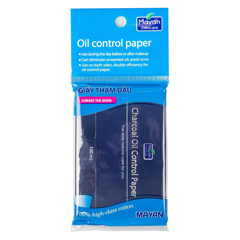 ﻿﻿Giấy Thấm Dầu Mayan Than Hoạt Tính Charcoal Oil Control Paper 100 Tờ