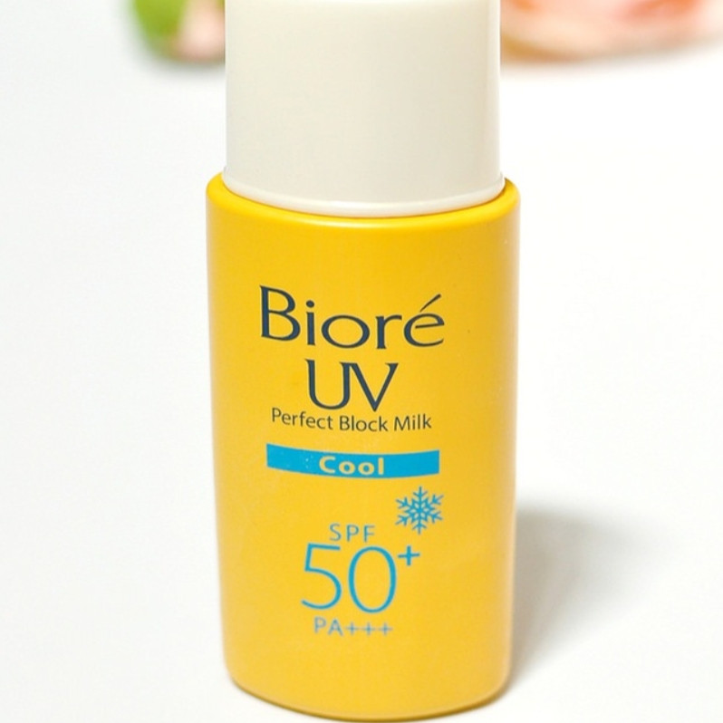 Biore Perfect Block Milk Cool SPF50 PA+++ - chống nắng bảo vệ da hàng ngày.