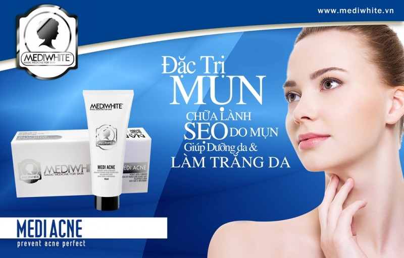 Kem trị mụn trắng da Medi White