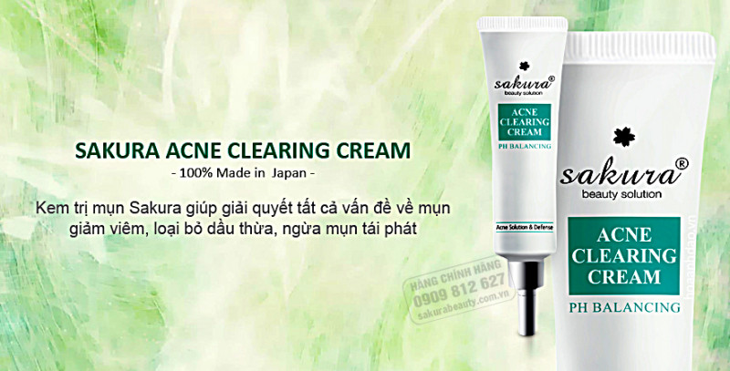 Kem hỗ trợ điều trị mụn Sakura Acne Clearing Cream