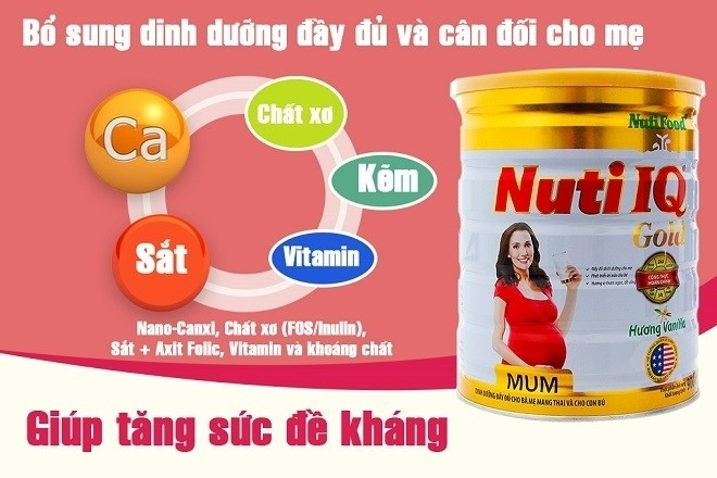 Sữa Bầu Nuti IQ Mum Gold Hương Socola, Lon 900g