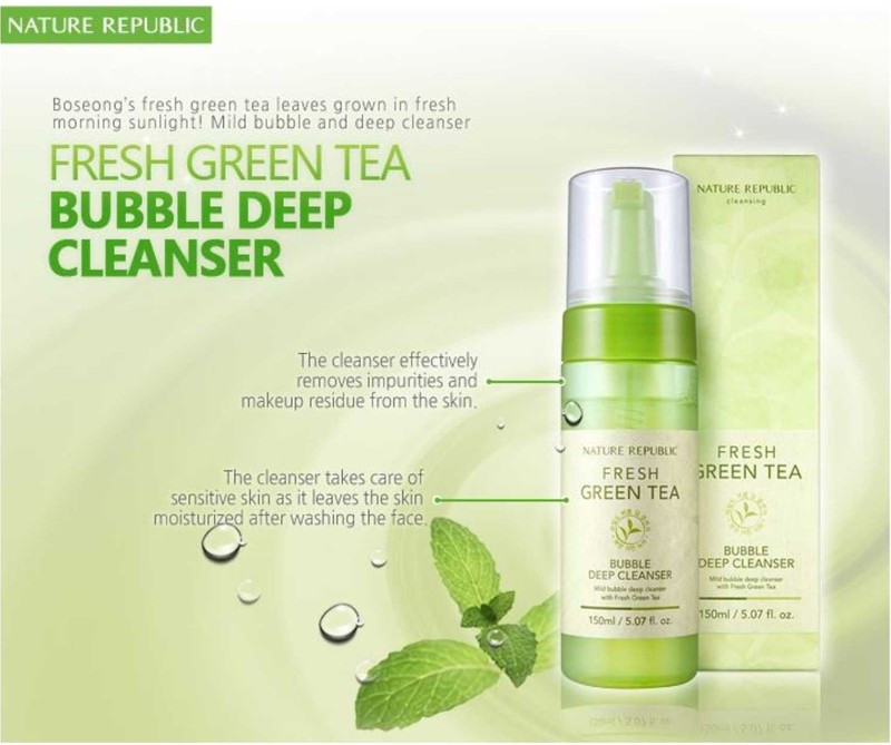 Sữa rửa mặt Nature Republic Fresh Green Tea Bubble Deep Cleanser