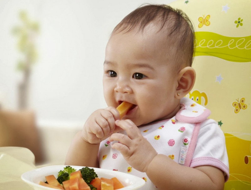 Các mẹ nên cho bé ăn những thức ăn mềm, dễ nhai để tránh làm tổn thương răng và