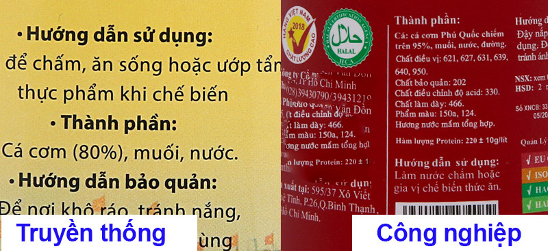 So sánh thành phần nước mắm truyền thống và nước mắm công nghiệp