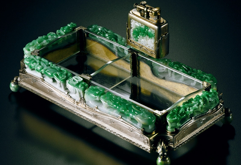 Bật lửa Silver and Jadeite Ashtray and Lighter