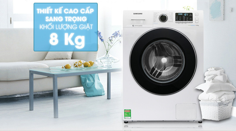 Máy giặt 8 Kg Samsung WW80J54E0BW/SV hơi nước