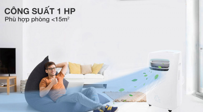 Điều hòa di động Midea MPPH-10CRN1 có thể di chuyển nhanh từ nơi này sang nơi khác mà không cần phải thảo gỡ phức tạp.