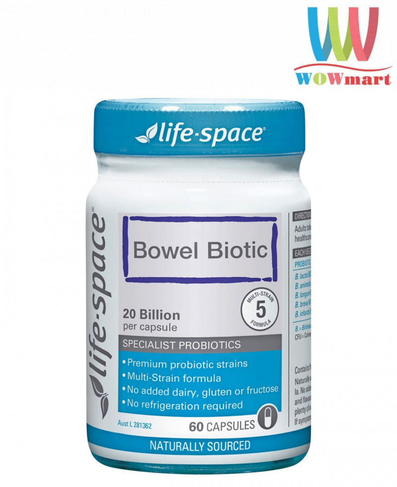 Men vi sinh 20 tỷ lợi khuẩn Life Space Bowel Biotic 60 viên