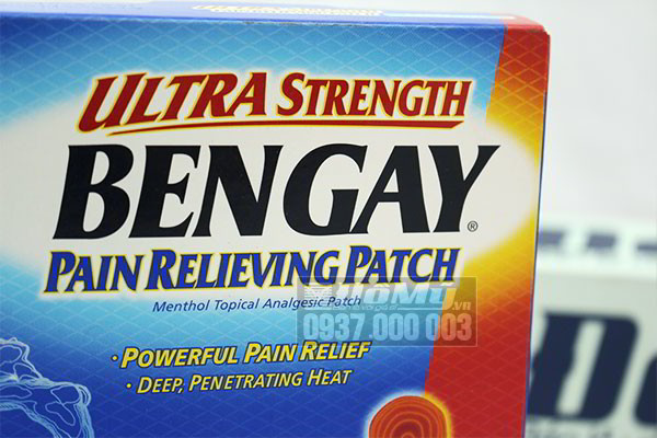 ﻿﻿Miếng dán giảm đau cỡ lớn BenGay Ultra Strength Pain Relieving Patch 4 miếng của Mỹ