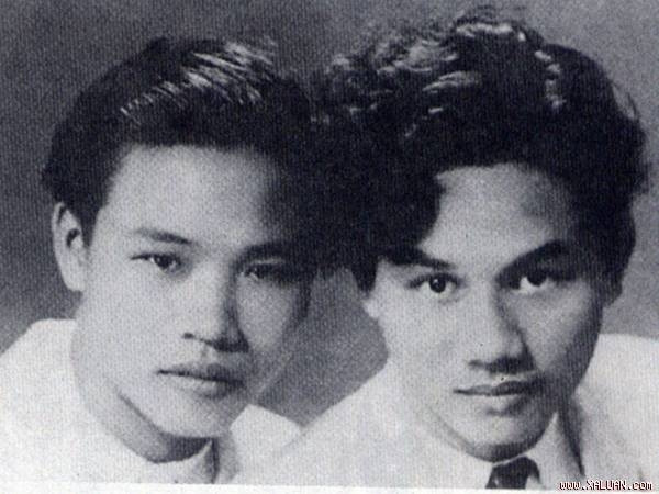 Nhà thơ Huy Cận (trái) và nhà thơ Xuân Diệu