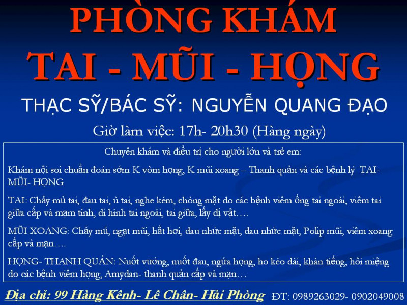 Phòng Khám Tai Mũi Họng - Nguyễn Quang Đạo