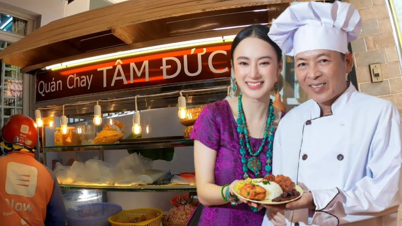 Diễn viên Angela Phương Trinh là bà chủ quán kiêm phụ trách Tâm Đức 2, bên cạnh là cha cô - đầu bếp chính của thương hiệu chay Tâm Đức