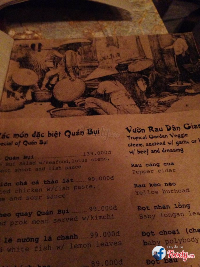 Menu theo phong cách giống với cái tên quán