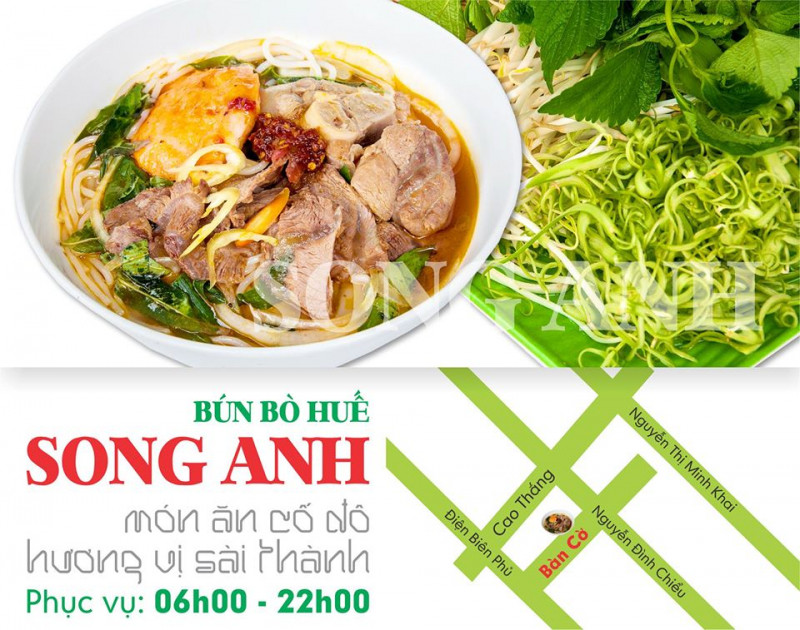 Nếu như bạn đang tìm một nơi ăn bún bò vào sáng sớm thì có thể chọn quán Song Anh để thưởng thức.