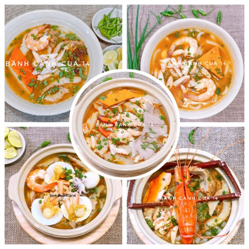 Bánh canh cua bách hoa và bánh canh cua đặc biệt tôm càng xanh là hai loại đặc trưng của quán