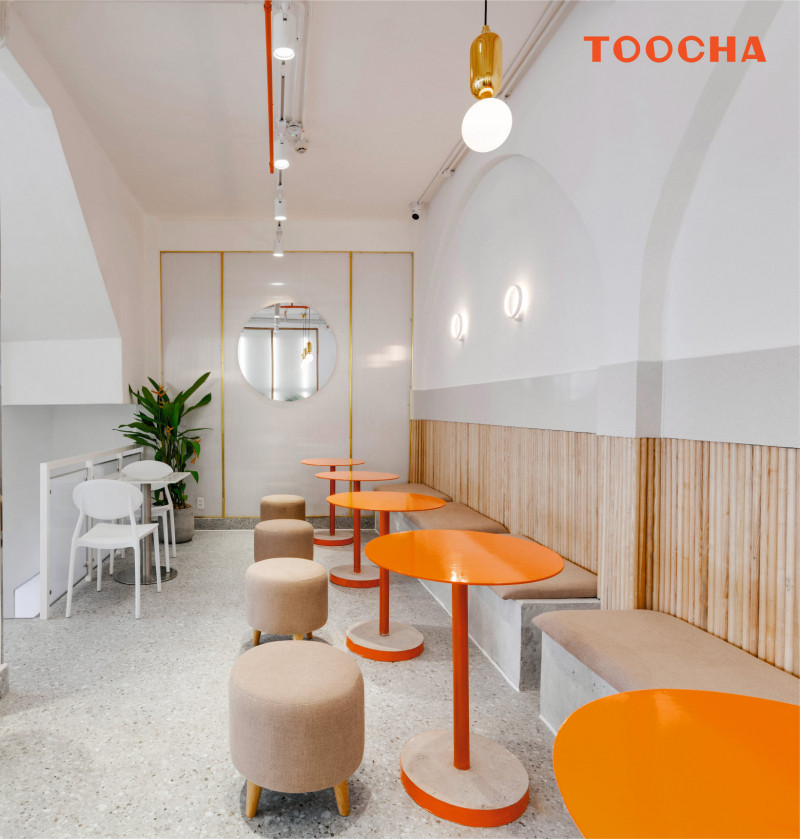 Không gian quán trà sữa Toocha rộng rãi, trẻ trung và hiện đại