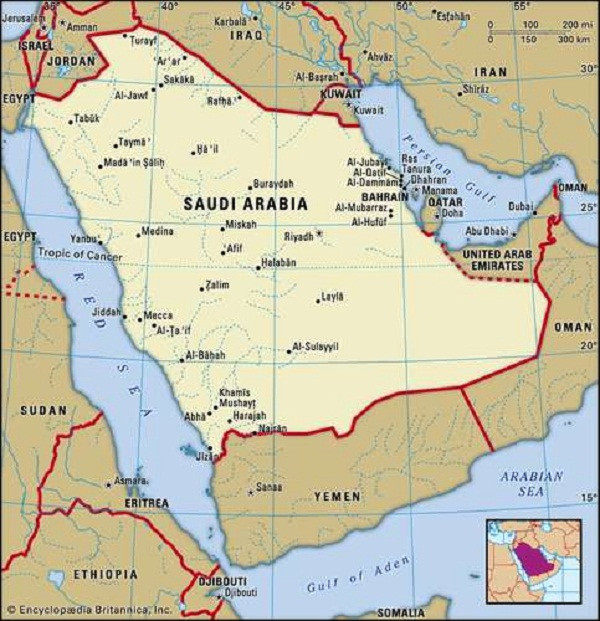 Bản đồ địa lý Ả Rập Xê-út