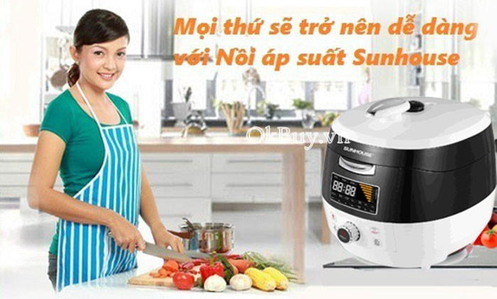 Nồi áp suất điện tử Sunhouse SHD-1858BW khiến công việc nội trợ trở nên nhẹ nhàng