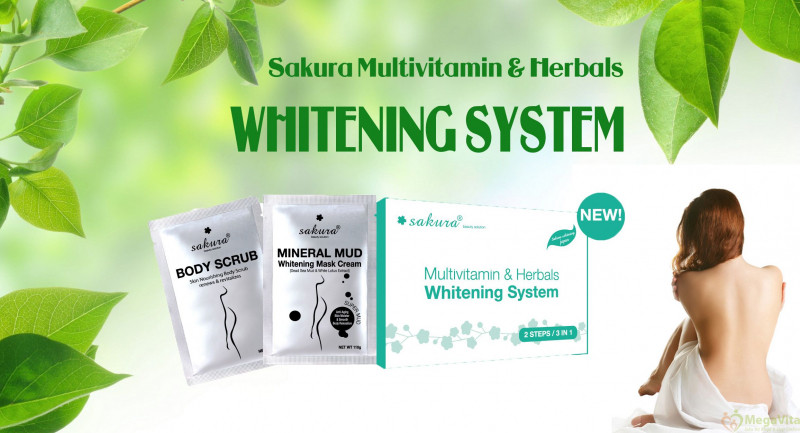Kem tắm trắng Sakura Multivitamin & Herbals Whitening System