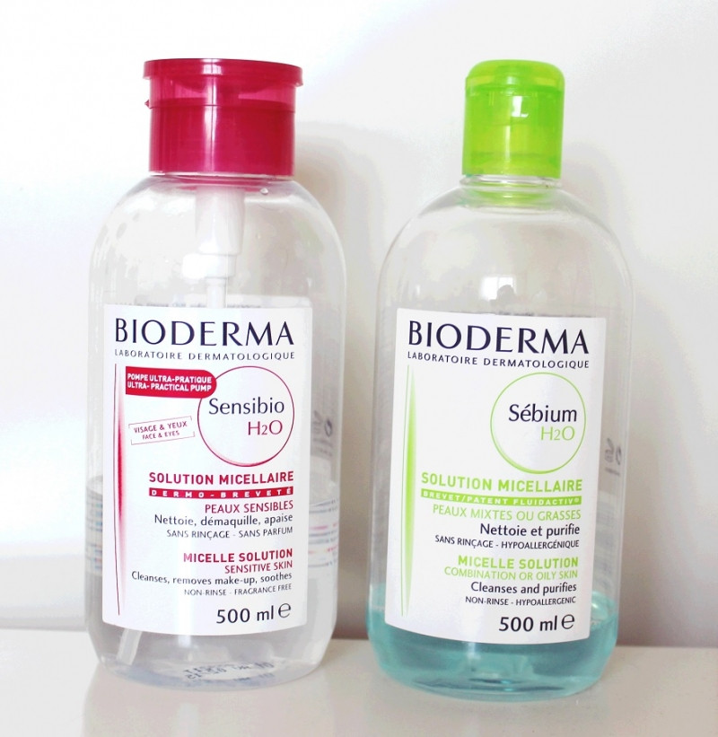 Bioderma chai 500ml xanh và hồng