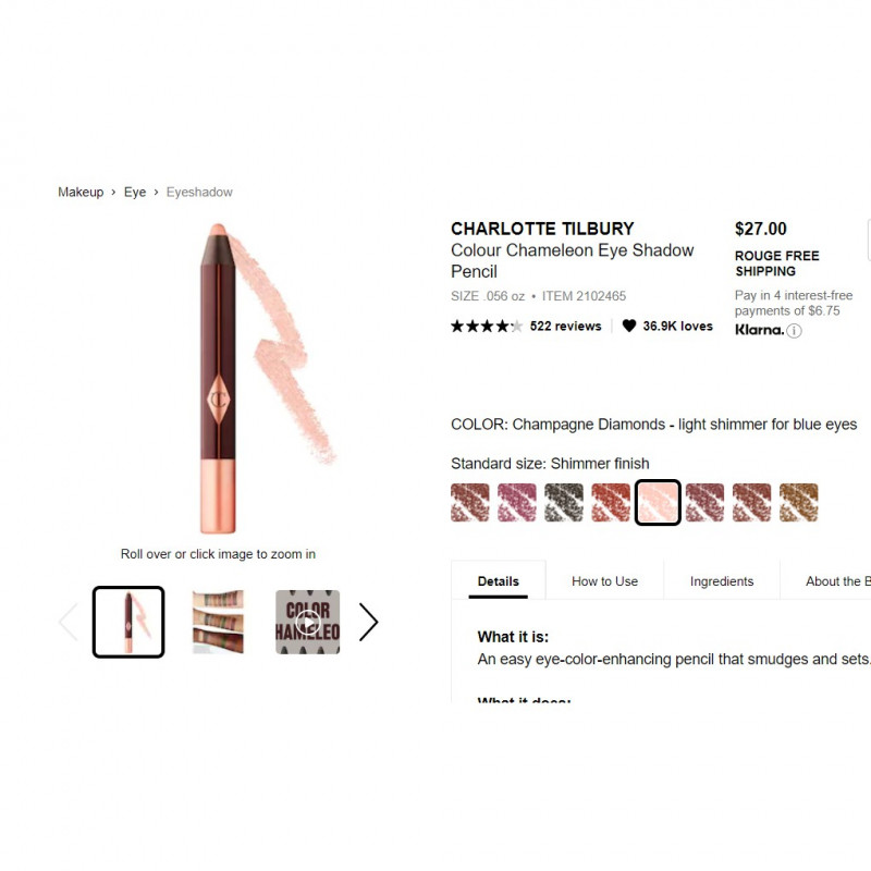 Bút Màu Mắt Nhũ CHARLOTTE TILBURY - Colour Morphing Eyeshadow Pencil