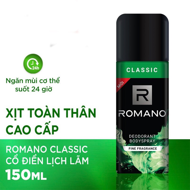Xịt khử mùi toàn thân Romano Classic