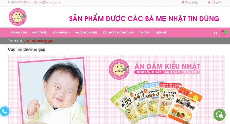Website Matsuya chuyên về thực phẩm cho bé