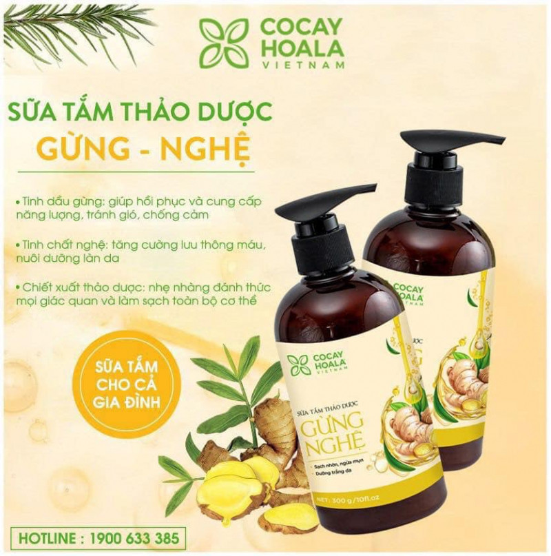 Sữa tắm thảo dược Gừng Nghệ COCAYHOALA