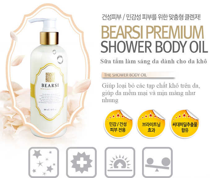 Sữa tắm làm sáng da cho da khô Milky Dress Bearsi Body Shower Oil (300ml)