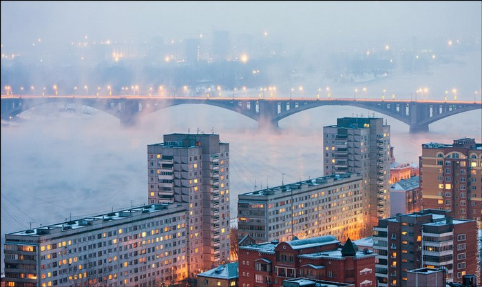 Mùa đông trên thành phố Krasnoyarsk